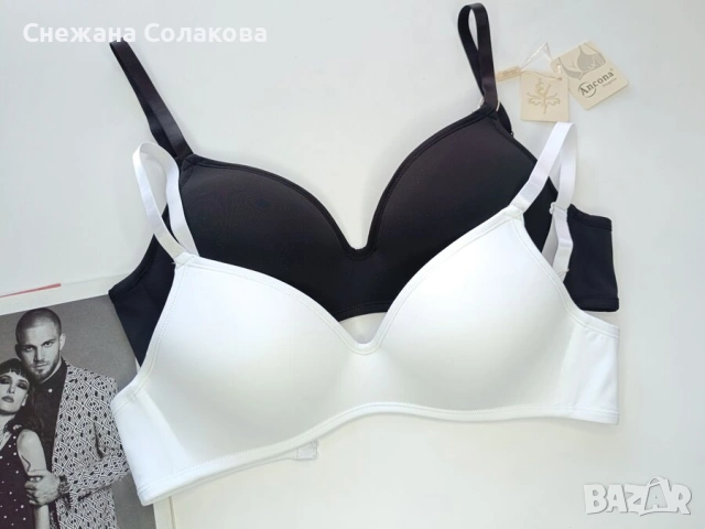 Гладък сутиен в бял и черен цвят /чашка B/, снимка 2 - Бельо - 53473138