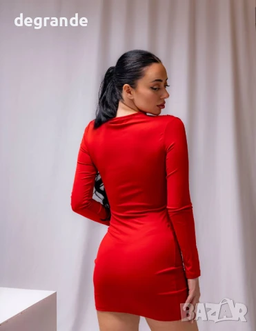 Червена секси рокля по тялото, снимка 3 - Рокли - 50897153