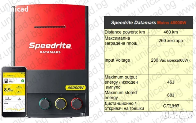 Електропастири-енергизатор Speedrite Datamars Mains 46000w(46J), снимка 1