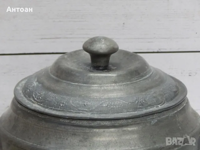 Античен калаен съд от края на 19 век. , снимка 3 - Антикварни и старинни предмети - 49832640