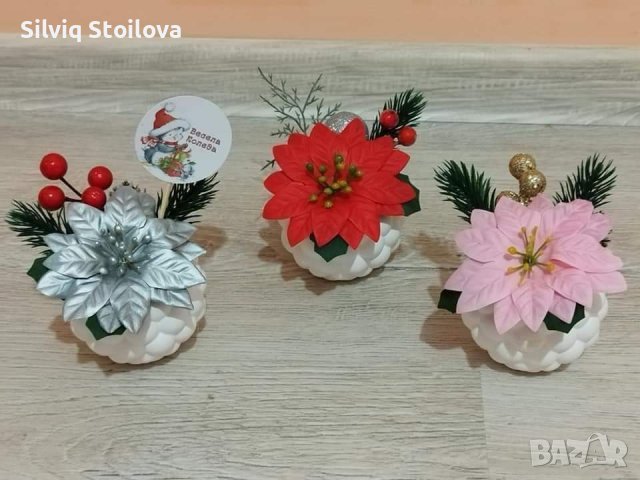 🎅🏻 Коледни бюджетни керамични кашпи със сапунени коледна звезди и рози🎄, снимка 3 - Коледни подаръци - 43250544