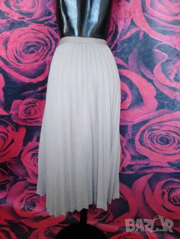 Бежова пола Солей плисе Есенно-зимен модел , снимка 3 - Поли - 49397621