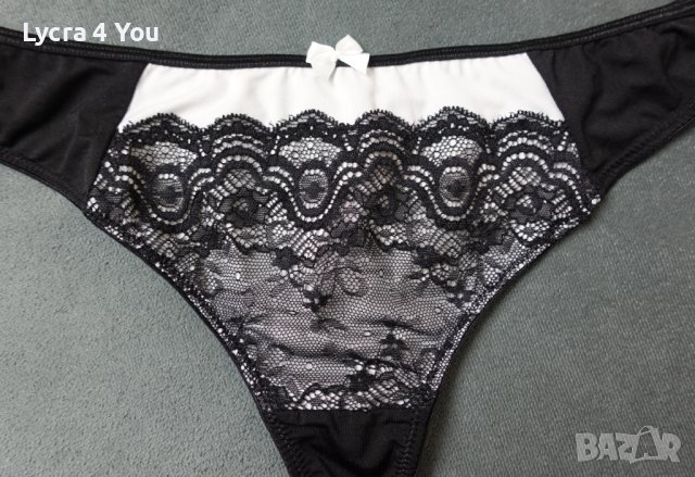 Rainbow (eur 48-50) XL дамска прашка в черно и бяло с дантела отпред, снимка 2 - Бельо - 43291227