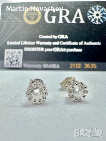 Сребърни обеци с мойсанит (Диамант) 0.5 карата, снимка 10 - Обеци - 51370927