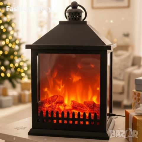 LED Декоративен фенер-камина – Реалистичен пламък за Коледа и зимен уют