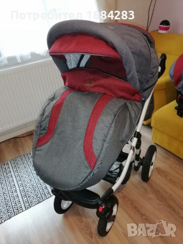 Комбинирана бебешка количка 3в1 Lorelli Mia, Red and Black, снимка 3 - Детски колички - 38033312