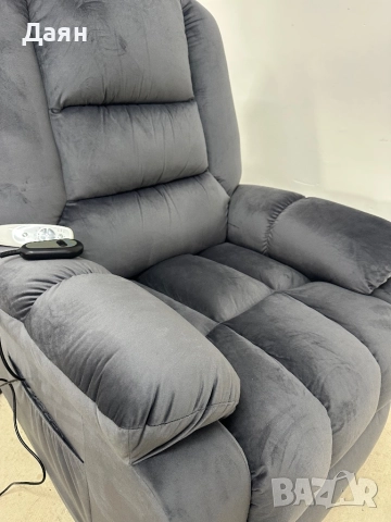 Масажно кресло HOMCOM, повдигаш механизъм, 8 точки за масаж, отопление, кадифе , снимка 4 - Дивани и мека мебел - 52439407