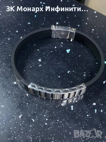 Сребърна силиконова гривна, снимка 2 - Гривни - 51255497