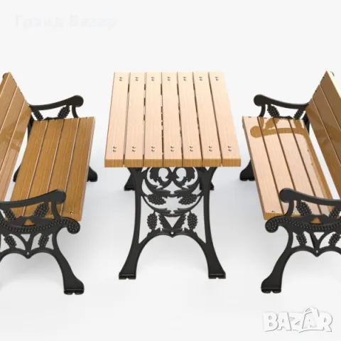 Комплект маса + 2 пейки,градинска мебел, снимка 2 - Градински мебели, декорация  - 48560224
