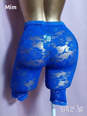 S/M Дантелен къс клин в синьо, снимка 4 - Бельо - 52925087