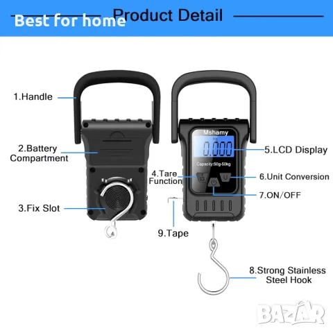 Висяща везна за багаж , риболов и др. с LCD дисплей  Mshamy, снимка 5 - Друга електроника - 50190834