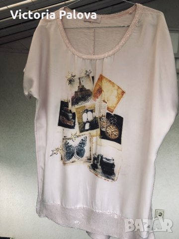 Красива копринена блуза YОUR &SELF Италия, снимка 5 - Тениски - 29064174