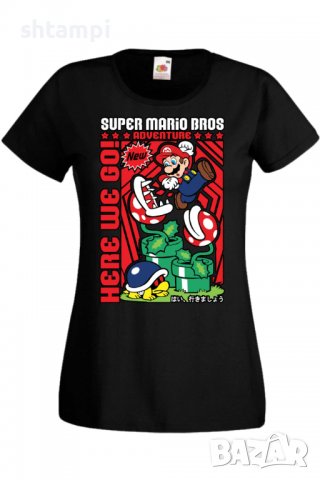 Дамска тениска Super Mario Bros,Анимация,игра,Празник,Повод., снимка 2 - Тениски - 37946292