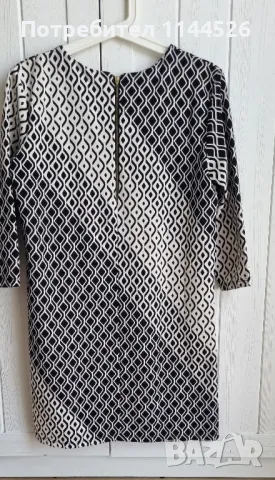 Къса черно-бяла рокля, свободен модел, ZeeLane, S, снимка 3 - Рокли - 50055685