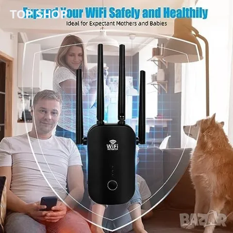 Нов 1200Mbps WiFi удължители усилвател на сигнала за дома Антена интернет, снимка 5 - Друга електроника - 49604602