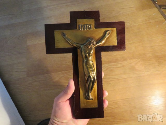 Стар кръст разпятие Христово, Исус Христос 25 х 19 см , снимка 2 - Антикварни и старинни предмети - 34746611