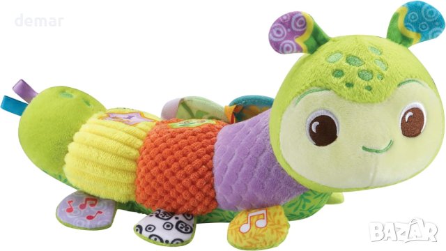 VTech Baby Snuggle Pillow, сензорна образователна музикална бебешка играчка гъсеница със 7 материи , снимка 1 - Образователни игри - 43930988
