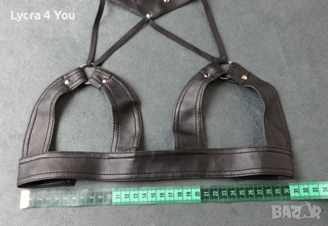 S кожен сутиен с отворени чашки и нашийник с ластични ленти, снимка 11 - Бельо - 40393903