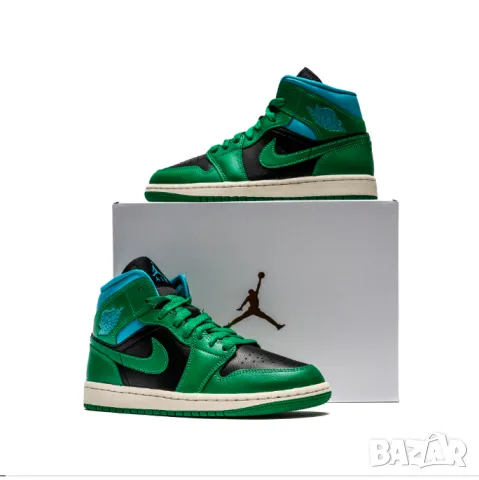оригинални маратонки  Nike Air Jordan 1 Retro Mid Lucky Green Aquatone номер 36 -36,5, снимка 3 - Маратонки - 47466124