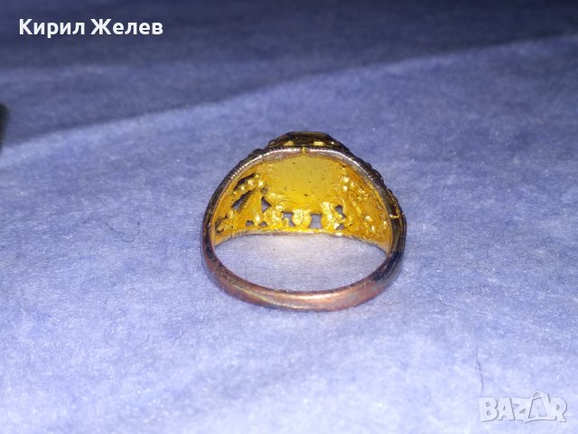 СТАР АЖУРЕН МЕДЕН ПОЗЛАТЕН ОРНАМЕНТИРАН РЕТРО СТИЛ ПРЪСТЕН 36619, снимка 6 - Пръстени - 39723564