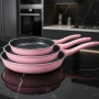 Комплект тигани Cheffinger розово с мраморно покритие – 3 части за всяка кухня - розов цвят, снимка 1