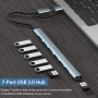 Алуминиев USB Hub Type-C 7-в-1 хъб с USB 3.0 USB Type-C портове, снимка 3