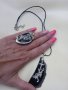 Ръчно декориран комплект /сет/бижута пръстен и колие с черен ахат! Подарък за жена!!, снимка 1 - Колиета, медальони, синджири - 37663192