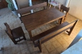 К-т дървена маса две пейки и два стола от БУК, снимка 3