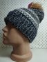 Дамска плетена шапка с папулка- мпш44, снимка 3