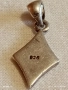 Сребърна ромбовидна висулка с инкростация седеф нежна елегантна 52393, снимка 7