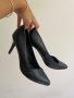 Дамски токчета черни естествена кожа, снимка 1