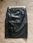 Нова елегантна кожена черна  пола под коляното миди midi дължина размер XL ХЛ, снимка 5
