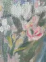 46x35см наивизъм/2бр шведска картина масло върху платно/момиченце с цветя/момченце художник, снимка 3