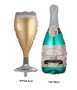 Голяма чаша и бутилка шише шампанско фолио фолиев балон хелий или въздух парти рожден ден