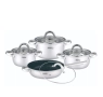 Комплект тенджери Rosberg, 16x10.5/20x12.5/24x14.5/24x6.5см., Неръжд. стомана, Индукция, снимка 1