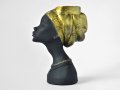 Саксия матово черно лице със златен тюрбан / Подарък саксия за дом / Саксия африканска статуя, снимка 2