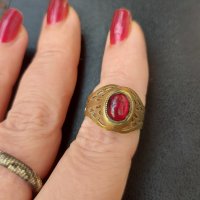 Стар руски пръстен от соц-а / Антика / пръстен с гранат , снимка 2 - Антикварни и старинни предмети - 34943777