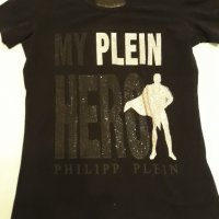 PHILIPP PLEIN - маркова тениска оригинална с камъни , изключително стегната хубава материя, черна , снимка 1 - Тениски - 37467232