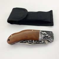 Руски сгъваем джобен нож с калъф"Тайга"/Вълк/Акула сталь 65х13, снимка 3 - Ножове - 28100106