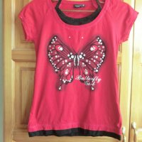 Червена тениска пеперуда, снимка 6 - Детски тениски и потници - 36871265