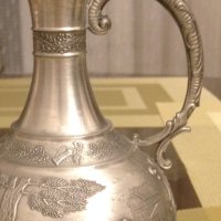 Немски старинен комплект от калай кана чаши серия Lindenwirthin , снимка 4 - Антикварни и старинни предмети - 43170009