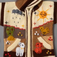 Кремава перуанска детска жилетка с елфска качулка, размери от 0 до 7 години , снимка 3 - Детски пуловери и жилетки - 35537401