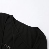 Асиметрична блуза с дълъг ръкав и метален елемент в сребрист цвят - размер M, снимка 3 - Блузи с дълъг ръкав и пуловери - 33270904