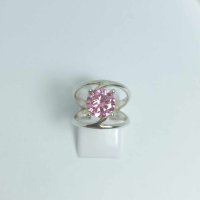 Сребърен пръстен с розов цирконий, снимка 1 - Пръстени - 43091924