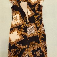 Рокля ЗЛАТЕН ЛЕОПАРД , кралски цветове- златно, черно , шампанско и леопардово, елегантна , удобна, снимка 11 - Рокли - 37510235