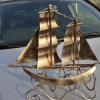 Стойка за бутилка с форма на кораб с платна, яхта, метална фигура - голяма от метал, снимка 11 - Други - 34721846