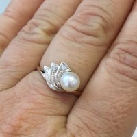 Руски златен пръстен с перла, снимка 1 - Обеци - 26692568