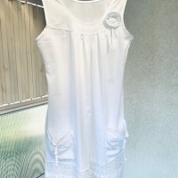 Бяла рокля-туника с дантела кроше Италия , снимка 1 - Рокли - 37272233