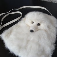 Нова луксозна кожена дамска чанта / раница, естествена кожа с косъм от бяла / полярна лисица, пух, снимка 2 - Чанти - 38707008