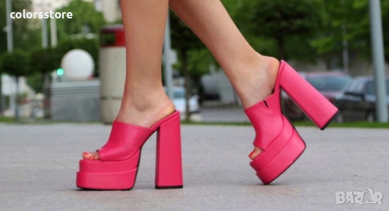 Чехли на ток - циклама кожа - DTC1, снимка 1